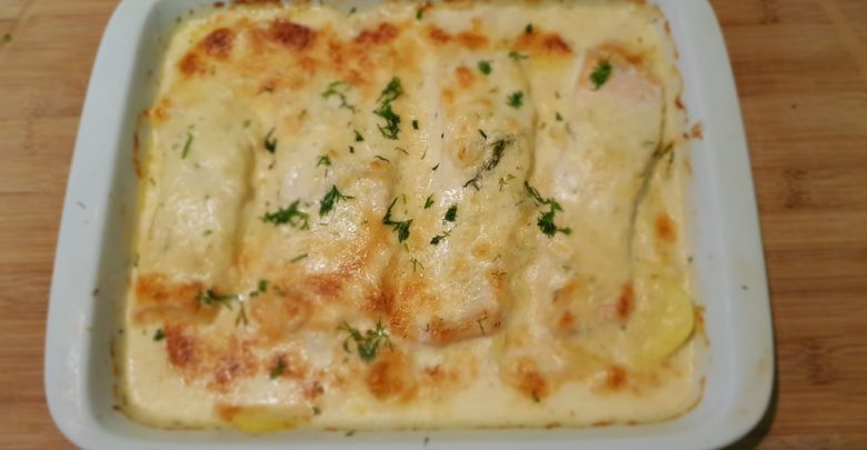 Laksegratin med kartofler