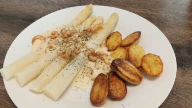 Hvide asparges med hesterejer