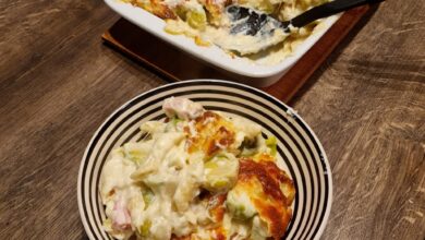 Bagt pasta med rosenkål