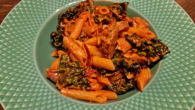 Cremet pastaret med flower sprouts