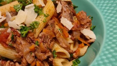 Pulled pork med penne rigate
