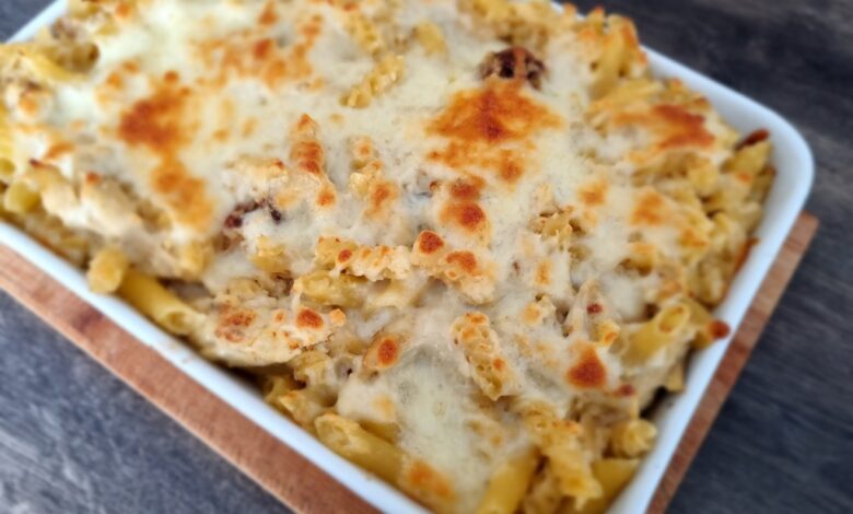 Bagt pasta med kylling