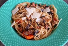 Spaghetti med auberginecreme