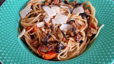 Spaghetti med auberginecreme