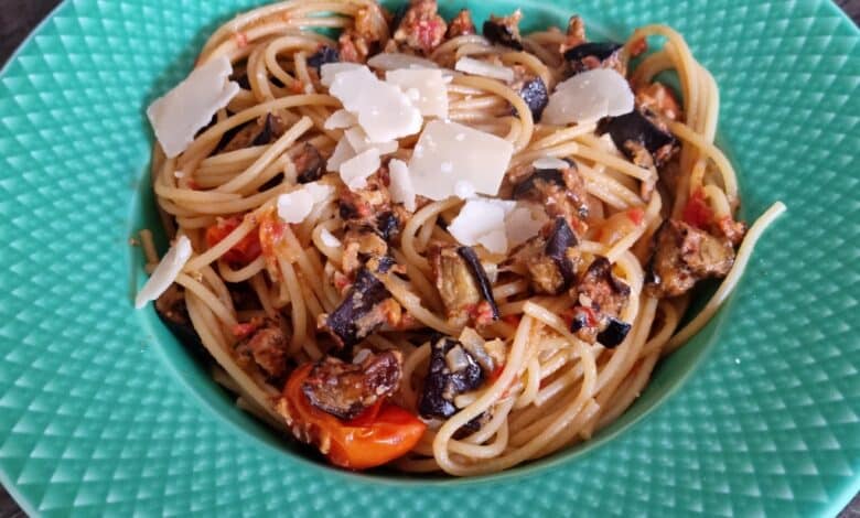 Spaghetti med auberginecreme
