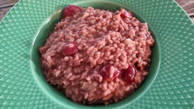 Risotto med kirsebær og robiola